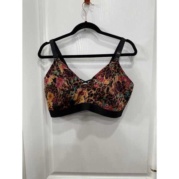 NWT Torrid Curve 2DDD-G Unlined Microfiber Full Support Bralette Leopard Roses - Picture 1 of 7